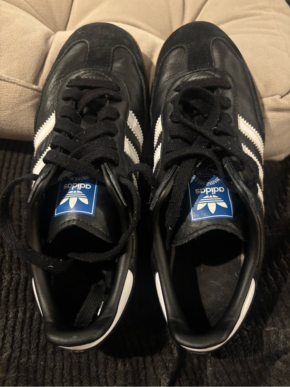 adidas Black and White Classic Three-Stripe Sneakers